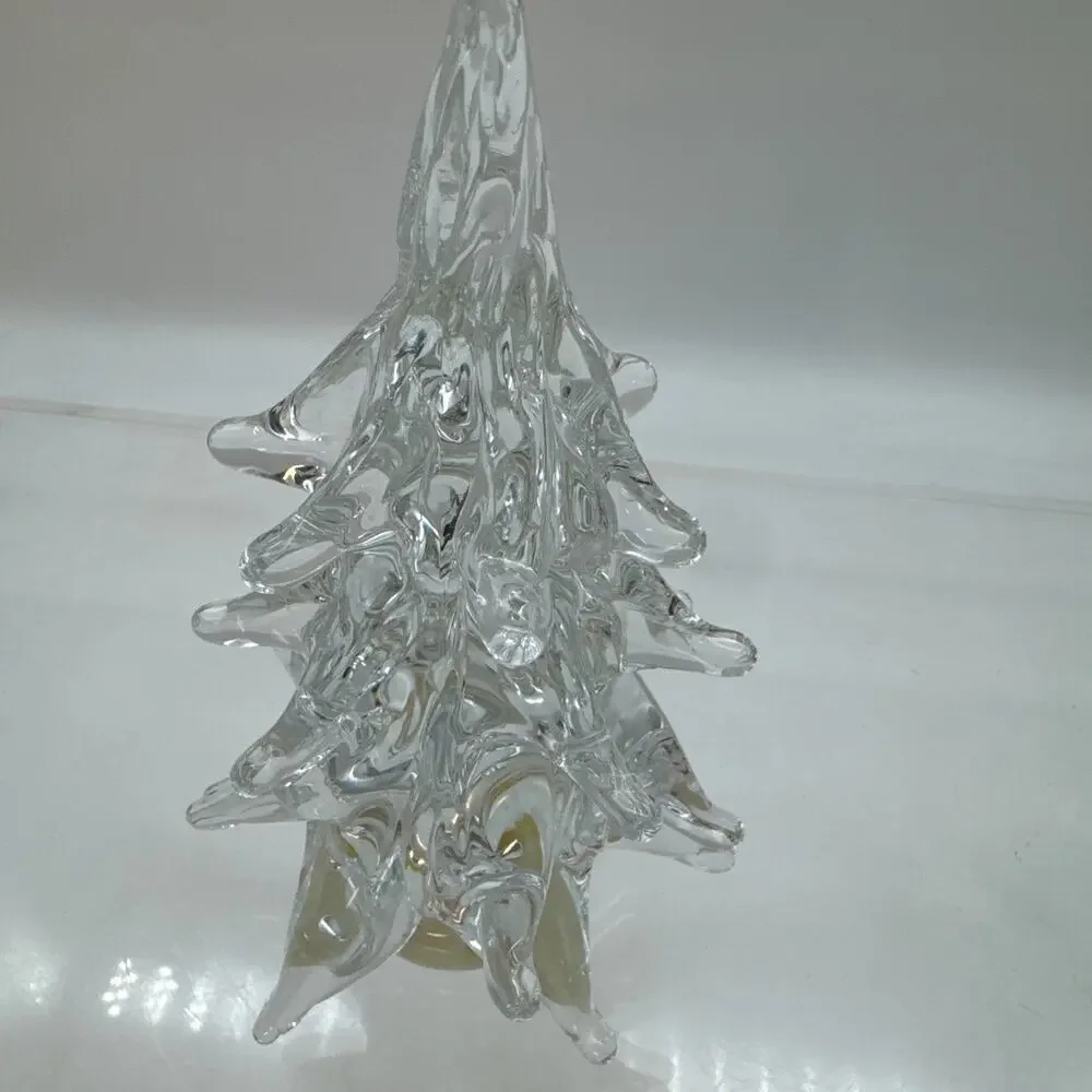 Vintage Riekes Chalet Clear Lead Crystal Canada Christmas Tree 6.5